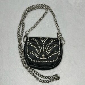 Bono Rock Small Black Studded Bag with Strap and Belt Loops